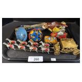 Tin Litho Toys & Horse Drawn Carriage. Tin Litho Toys & Horse Drawn Carriage.