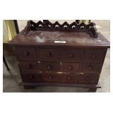 Antique Chest of Drawers, Carved Backsplash. Antique Chest of Drawers, Carved Backsplash.
