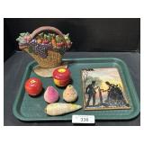 Cast Iron Doorstop, Spun Cotton Fruit, Art. Cast Iron Doorstop, Spun Cotton Fruit, Art.