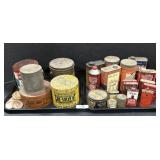 2 Trays Of Vintage Advertising Tins & Oil Cans. 2 Trays Of Vintage Advertising Tins & Oil Cans.