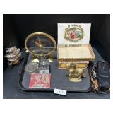 Tiffany & Co Inkwell, Jefferson Clock, Cigar Box. Tiffany & Co Inkwell, Jefferson Clock, Cigar Box.