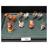 Vintage Christmas Figures, Reindeer, Santa. Vintage Christmas Figures, Reindeer, Santa.