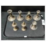 7 Weighted Sterling Candle Holders & Shakers. 7 Weighted Sterling Candle Holders & Shakers.