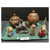 Hand Carved Dishes & Japanese Bobble Head. Hand Carved Dishes & Japanese Bobble Head.