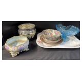 Floral Planters, Blue Crystal Glass Dish. Floral Planters, Blue Crystal Glass Dish.