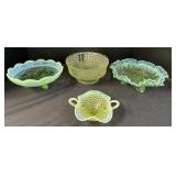 Uranium & Depression Glass Dishes. Uranium & Depression Glass Dishes.