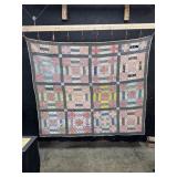 Hand Sewn Log Cabin Pattern Quilt. Hand Sewn Log Cabin Pattern Quilt.