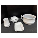 White Ironstone Chamber Glassware. White Ironstone Chamber Glassware.