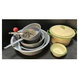Enamelware Pots & Bowls. Enamelware Pots & Bowls.