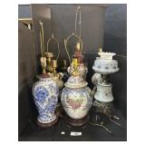 9 Various Table Lamps, Flow Blue. 9 Various Table Lamps, Flow Blue.