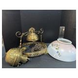 Oil Lamp Shade, Brass Brazier. Oil Lamp Shade, Brass Brazier.