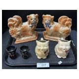 Vintage Cat Creamers, Egg Cups, & Dogs. Vintage Cat Creamers, Egg Cups, & Dogs.