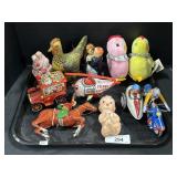 Tin Wind-Up Toys, Motorcycle, Race Horse. Tin Wind-Up Toys, Motorcycle, Race Horse.