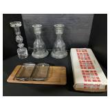 Blown Glass, Wood & Glass Serving Tray.