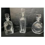 3 Orrefors Sweden Crystal Decanters.