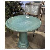 Pottery Birdbath, Galvanized Planter.