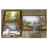 3 Signed Acrylic On Canvas.