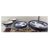 Flow Blue Touraine Stanley Pottery Co Dinnerware.