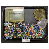 Swirl Marbles And Glass Box.