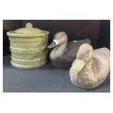 Cardboard Duck Decoys, Lidded Pot.