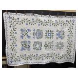 Blue Floral Coverlet Quilt.