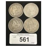 2-1889, 1-1900, 1-1901 90% Silver Morgan Dollars.