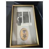 Framed B&W Photograph & G.A.R. Membership Badge.