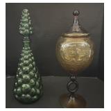 Bonbonniï¿½re & Green Genie Bubble Decanter.
