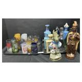 Whiskey Decanters & Various Beer Steins & Glasses.