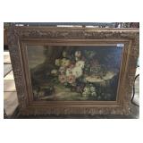 Gilded Golden Frame Floral Acrylic Painting.