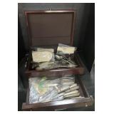 Several Sets of Silver Plated Flatware In Chest.