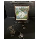 Glass Paned Painted Mantle Clock.