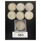 7 1878-1921 90% Silver Morgan Dollars.
