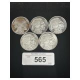 5-1 Troy Oz .999 Silver Indian Head Buffalo Rounds