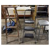 Vtg Industrial Stool, 4ft Wooden Ladder,