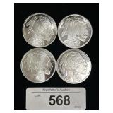 4 1 Troy Oz .999 Silver Indian Head Buffalo Rounds