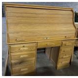 Blonde Oak Roll Front Desk.