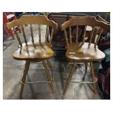 (2) Swivel Oak Barstools.