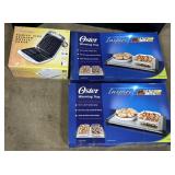 2 Oster Warming Trays & Waffle Maker.