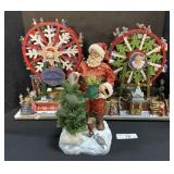Lighted Santa & 2 Ferris Wheel Christmas Decor.