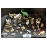 Tiny Elephant Figurines Glass , Wood, Brass.