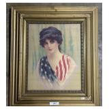 Antique Patriotic Woman Art Print.