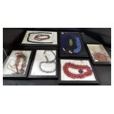 Framed Native Beaded Jewelry.