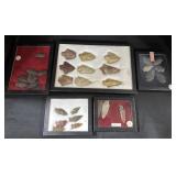 Framed Native American Arrowheads.