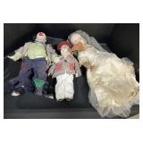 Porcelain Clown Dolls & Bride Doll.