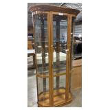 Bowed Lighted Curio Cabinet.