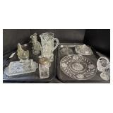 4 Pressed Glass Items, Floral Glass Dish, Glass