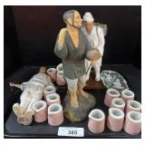 Vintage Clay Dolls, Porcelain Candle Holders.