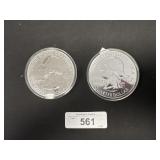 2 5.0 OZ Silver Coins.