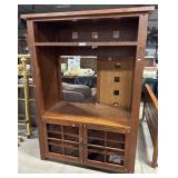 Solid Oak Media Cabinet & Shelves.